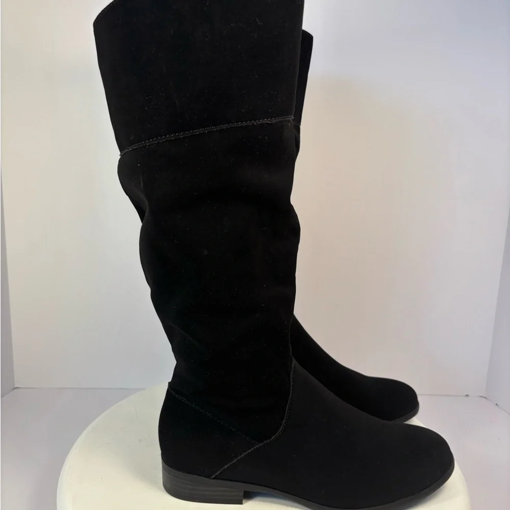 Black Faux Suede Zip Knee High boot Sz 5.5 New With Out Tag Cosplay Whimsigoth